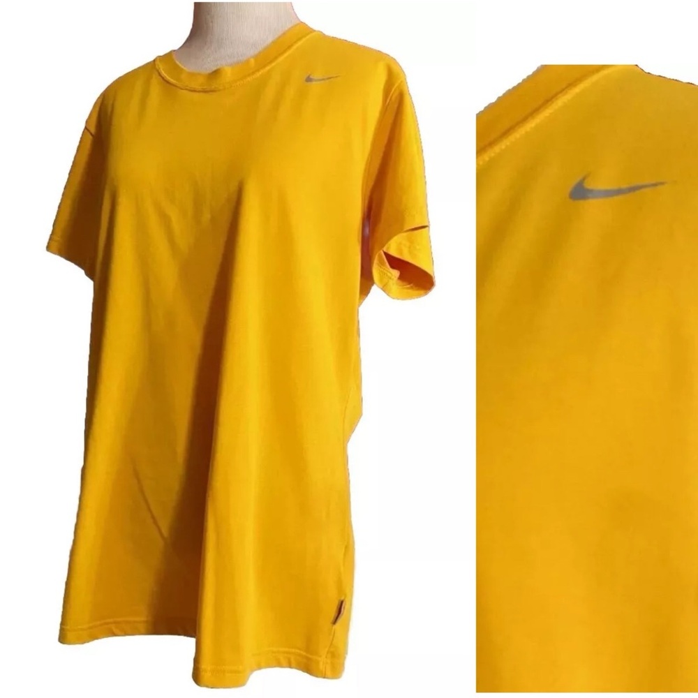 Yellow Nike Dri-Fit Cotton Tee, Size XL Activewear T-Shirt, Short Sleeve Top EUC